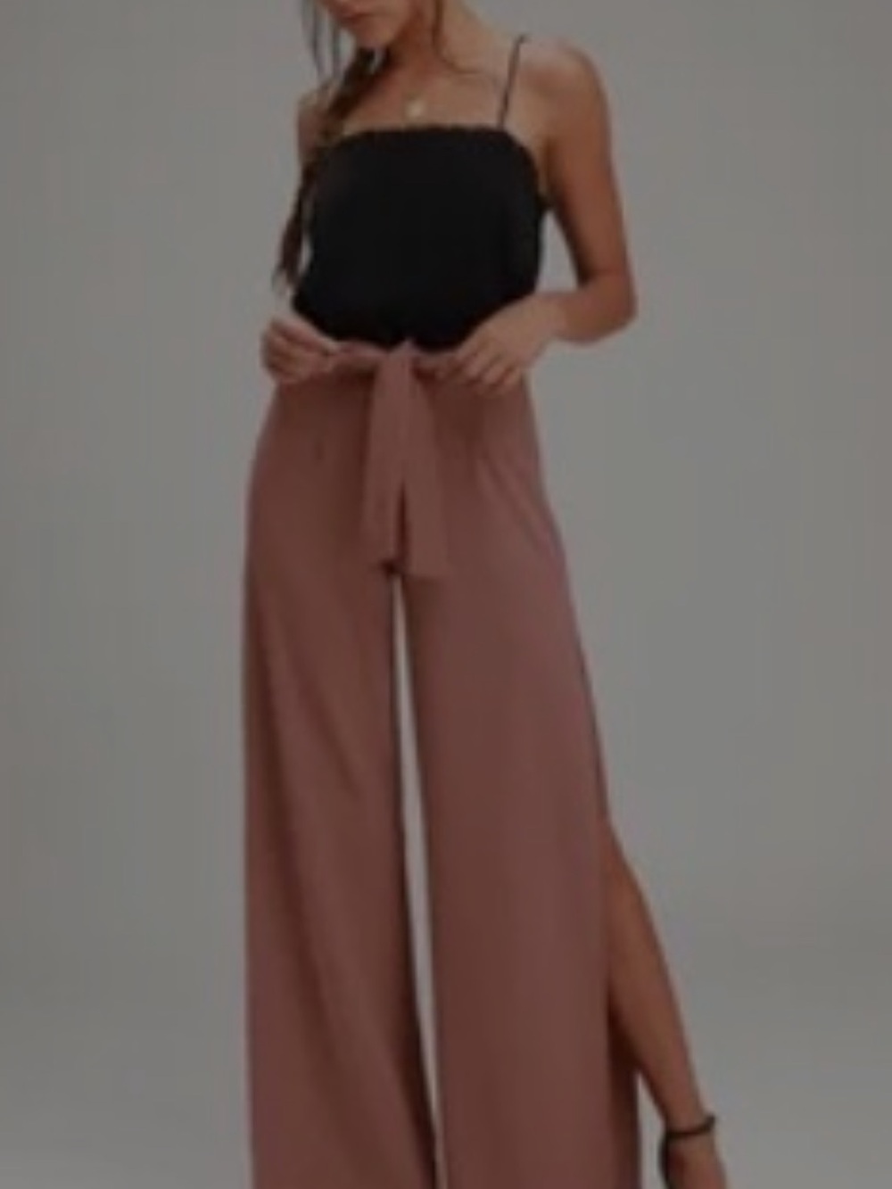 Wide-Leg Tie-Waist Pants in Dusty Rose